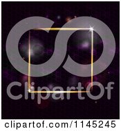 Poster, Art Print Of Gold Neon Square Frame Over Purple Flares