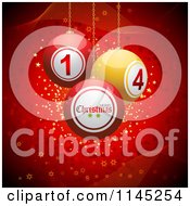 Poster, Art Print Of 3d Christmas Disco Balls Suspended Over Red With Waves And Stars