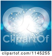Poster, Art Print Of Bright Light Explosion With Stars And Flares On Blue