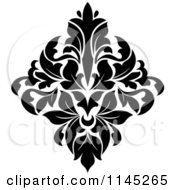 Clipart Of A Black And White Damask Design 2 Royalty Free Vector Illustration