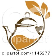 Brown Tea Pitcher With Leaves