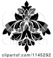 Clipart Of A Black And White Damask Design 5 Royalty Free Vector Illustration