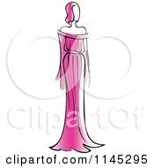 Clipart Of A Fashion Model In A Pink Dress 1 Royalty Free Vector Illustration