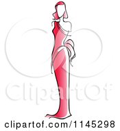 Clipart Of A Fashion Model In A Red Dress 2 Royalty Free Vector Illustration