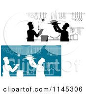 Poster, Art Print Of Silhouetted Chefs Working In A Kitchen