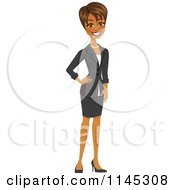 Cartoon Of A Happy Black Or Indian Businesswoman Royalty Free Vector Clipart