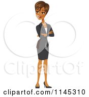 Happy Black Or Indian Businesswoman With Folded Arms