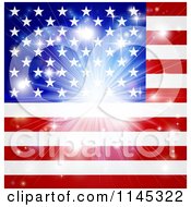 Poster, Art Print Of Bright Burst Over An American Flag