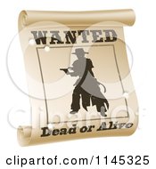 Silhouetted Outlaw On A Wanted Dead Or Alive Poster With Bullet Holes