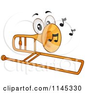 Poster, Art Print Of Trombone Mascot With Music Notes