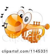 Trumpet Mascot With Music Notes