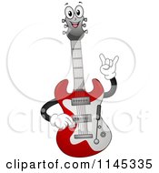 Cartoon Of A Happy Electric Guitar Mascot Royalty Free Vector Clipart by BNP Design Studio