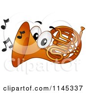 Horn Mascot With Music Notes