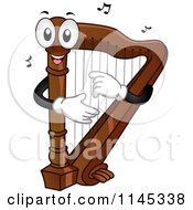Harp Mascot With Music Notes