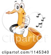 Saxophone Mascot With Music Notes