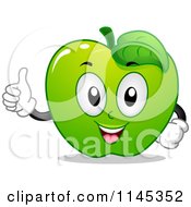 Green Apple Mascot Holding A Thumb Up