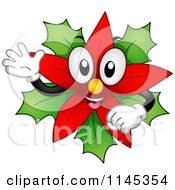 Christmas Poinsettia Mascot Waving
