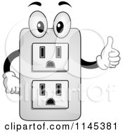 Electrical Socket Mascot Holding A Thumb Up