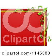 Poster, Art Print Of Red Christmas Sign With Holly And Ribbons