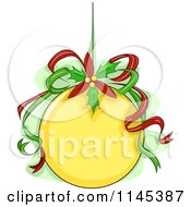 Yellow Christmas Ornament With Ribbons And Poinsettia