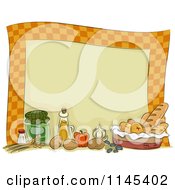 Poster, Art Print Of Checkered Border With Condiments And Food