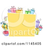 Poster, Art Print Of Yellow Board With Colorful Gift Boxes