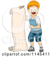 Poster, Art Print Of Happy Red Haired Boy Holding A Long List