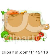 Cartoon Of A Wooden Cutting Board And Veggies Royalty Free Vector Clipart by BNP Design Studio
