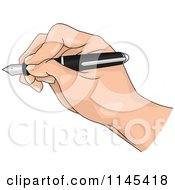 Cartoon Of A Hand Writing With A Fountain Pen Royalty Free Vector Clipart by BNP Design Studio