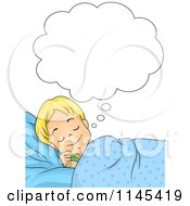 Cartoon Of A Blond Boy Dreaming Royalty Free Vector Clipart