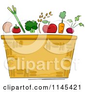 Cartoon Of A Basket Of Produce Royalty Free Vector Clipart by BNP Design Studio