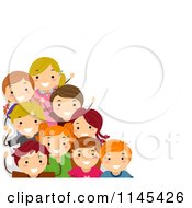 Cartoon Of A Group Of Happy Caucasian Children Royalty Free Vector Clipart