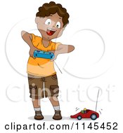 Poster, Art Print Of Happy Black Boy Playing With A Remote Controlled Toy Car