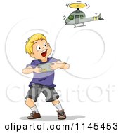 Blond Boy Playing With A Remote Controlled Helicopter