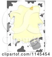 Cartoon Of A Cow Spot Border With Milk And Copyspace Royalty Free Vector Clipart