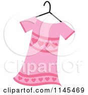 Poster, Art Print Of Pink Girls Dress With Hearts On A Hanger