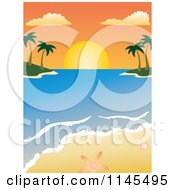 Poster, Art Print Of Tropical Beach Sunset In The Bay With Seashells