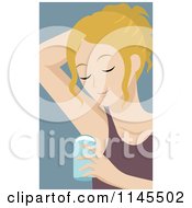 Clipart Of A Blond Woman Applying Underarm Deodorant Royalty Free Vector Illustration