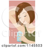 Clipart Of A Brunette Woman Applying Underarm Deodorant Royalty Free Vector Illustration by Rosie Piter