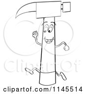 Poster, Art Print Of Black And White Running Cartoon Hammer Mascot