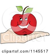 Clipart Of A Hand Holding A Happy Apple In Its Palm Royalty Free Vector Illustration