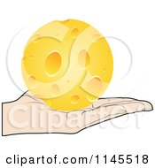 Clipart Of A Hand Holding A Cheese Ball In Its Palm Royalty Free Vector Illustration