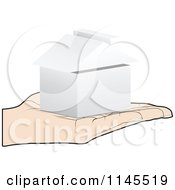 Clipart Of A Hand Holding A 3d Box In Its Palm Royalty Free Vector Illustration by Andrei Marincas