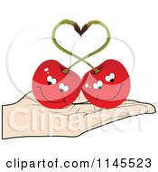 Poster, Art Print Of Hand Holding A Cherry Couple In Its Palm
