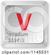 Clipart Of A 3d Red And Silver Vanadium Element Keyboard Button Royalty Free Vector Illustration by Andrei Marincas