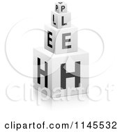Clipart Of 3d Black And White Stacked Help Cubes Royalty Free Vector Illustration