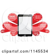 Poster, Art Print Of 3d Tablet And Red Sales Burst Banner