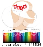 Clipart Of A Help Head Over Colors Royalty Free Vector Illustration