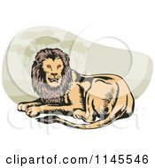 Clipart Of A Retro Resting Lion Royalty Free Vector Illustration