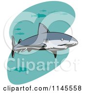 Poster, Art Print Of Shark Swimming With Fish 2